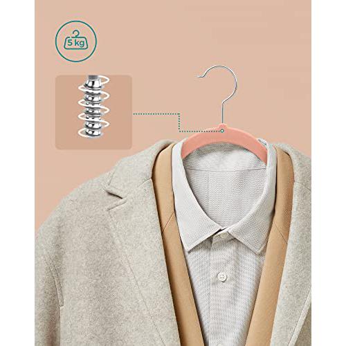 Set od 30 baršunastih, protukliznih vješalica, ružičaste s srebrnim kukama | SONGMICS-vitahome.hr