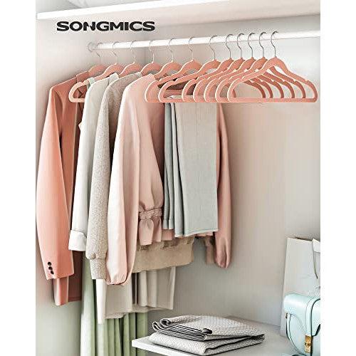 Set od 30 baršunastih, protukliznih vješalica, ružičaste s srebrnim kukama | SONGMICS-vitahome.hr
