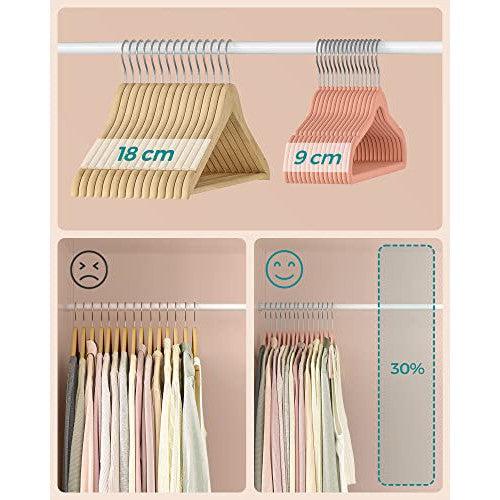 Set od 30 baršunastih, protukliznih vješalica, ružičaste s srebrnim kukama | SONGMICS-vitahome.hr