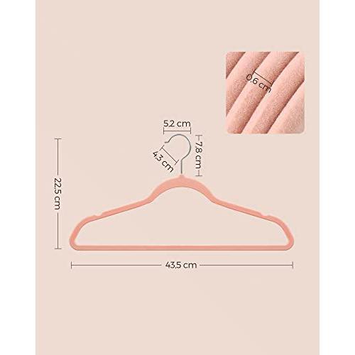 Set od 30 baršunastih, protukliznih vješalica, ružičaste s srebrnim kukama | SONGMICS-vitahome.hr
