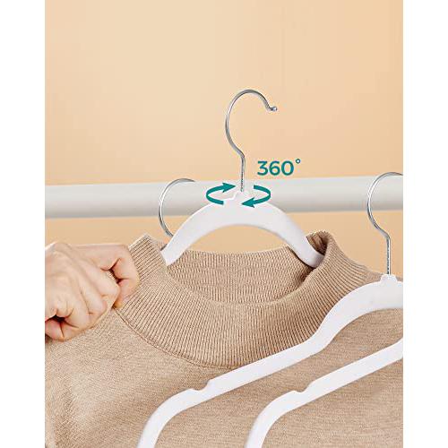 Set od 30 baršunastih, protukliznih vješalica širine 41,5 cm, bijele boje | SONGMICS-vitahome.hr