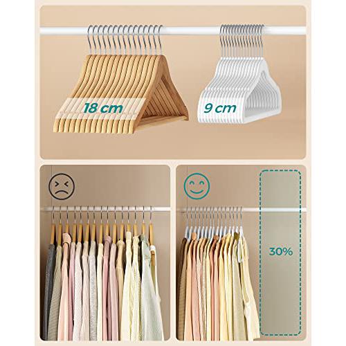 Set od 30 baršunastih, protukliznih vješalica širine 41,5 cm, bijele boje | SONGMICS-vitahome.hr