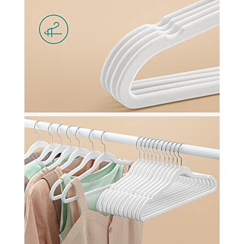 Set od 30 baršunastih, protukliznih vješalica širine 41,5 cm, bijele boje | SONGMICS-vitahome.hr