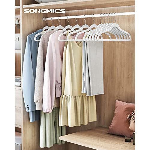 Set od 30 baršunastih, protukliznih vješalica širine 41,5 cm, bijele boje | SONGMICS-vitahome.hr