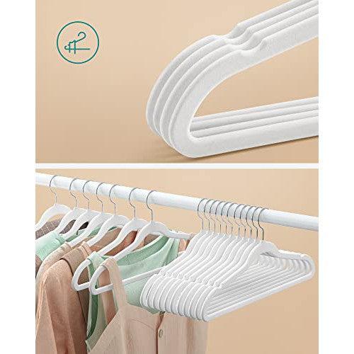 Set od 30 baršunastih, protukliznih vješalica širine 41,5 cm, bijele boje | SONGMICS-vitahome.hr