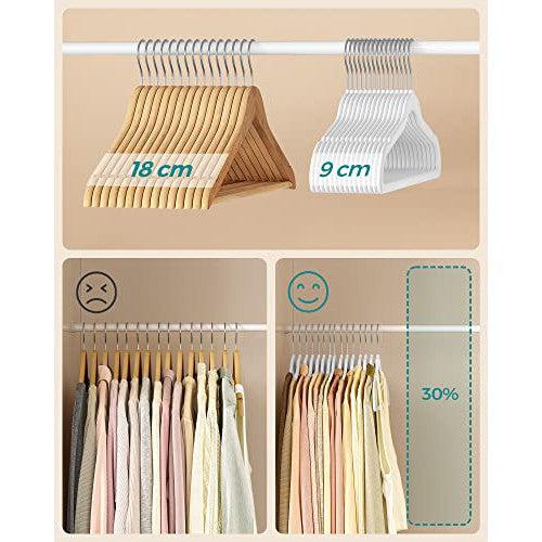 Set od 30 baršunastih, protukliznih vješalica širine 41,5 cm, bijele boje | SONGMICS-vitahome.hr