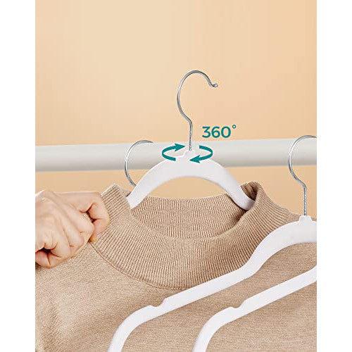 Set od 30 baršunastih, protukliznih vješalica širine 41,5 cm, bijele boje | SONGMICS-vitahome.hr