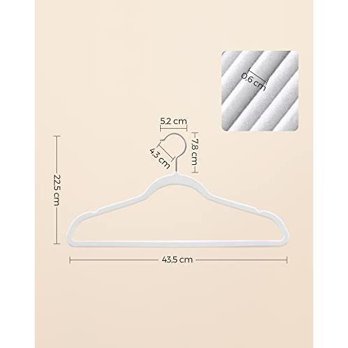 Set od 30 baršunastih, protukliznih vješalica širine 41,5 cm, bijele boje | SONGMICS-vitahome.hr