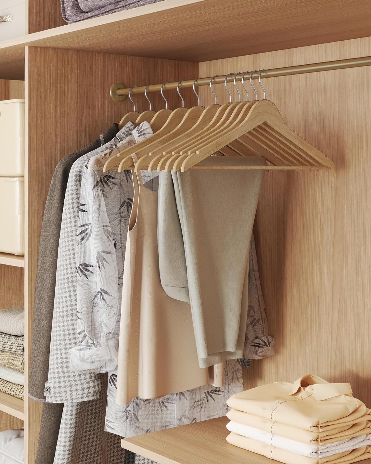 Set od 30 drvenih vješalica od breze, prirodne boje drveta | SONGMICS-SONGMICS-Vita Home