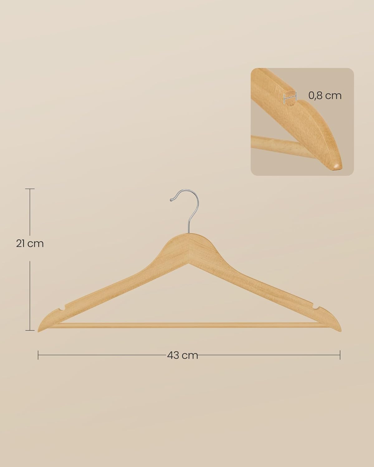 Set od 30 drvenih vješalica od breze, prirodne boje drveta | SONGMICS-SONGMICS-Vita Home