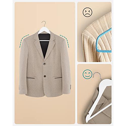 Set od 30 drvenih vješalica s izrezima za ramena, bijele boje | SONGMICS-vitahome.hr