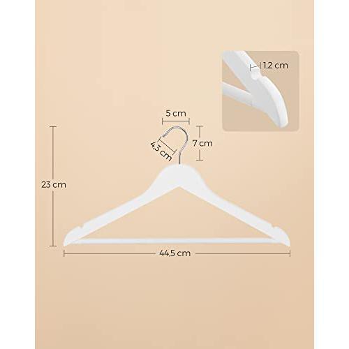 Set od 30 drvenih vješalica s izrezima za ramena, bijele boje | SONGMICS-vitahome.hr