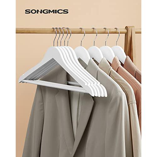 Set od 30 drvenih vješalica s izrezima za ramena, bijele boje | SONGMICS-vitahome.hr