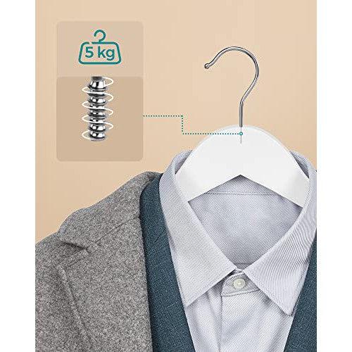 Set od 30 drvenih vješalica s izrezima za ramena, bijele boje | SONGMICS-vitahome.hr