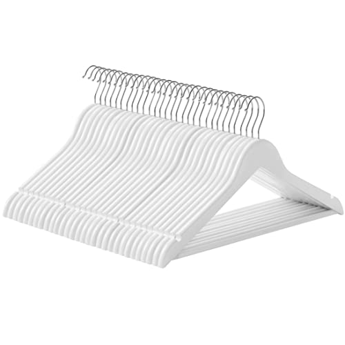 Set od 30 drvenih vješalica s izrezima za ramena, bijele boje | SONGMICS-vitahome.hr