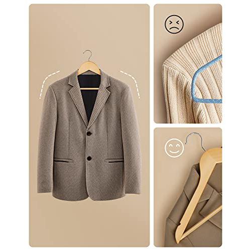 Set od 30 drvenih vješalica s izrezima za ramena, prirodna boja drveta | SONGMICS-vitahome.hr