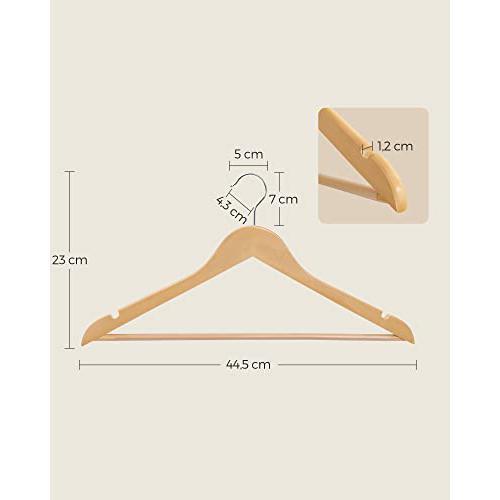 Set od 30 drvenih vješalica s izrezima za ramena, prirodna boja drveta | SONGMICS-vitahome.hr
