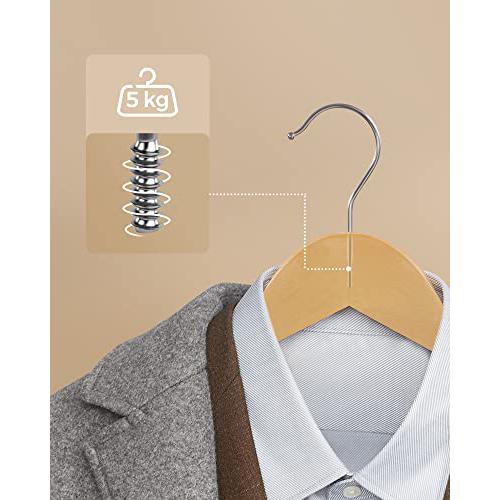 Set od 30 drvenih vješalica s izrezima za ramena, prirodna boja drveta | SONGMICS-vitahome.hr