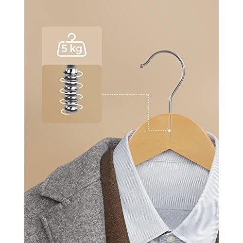 Set od 30 drvenih vješalica s izrezima za ramena, prirodna boja drveta | SONGMICS-vitahome.hr
