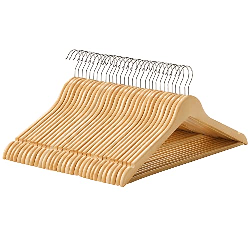 Set od 30 drvenih vješalica s izrezima za ramena, prirodna boja drveta | SONGMICS-vitahome.hr