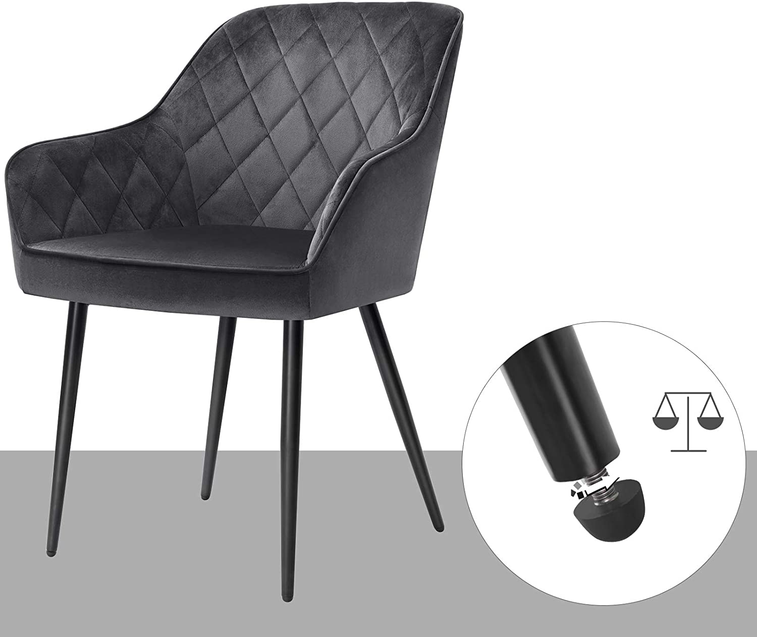 Set od 6 blagovaonskih stolica nosivosti 110 kg, 62,5 x 60 x 85 cm, sive-SONGMICS-Vita Home