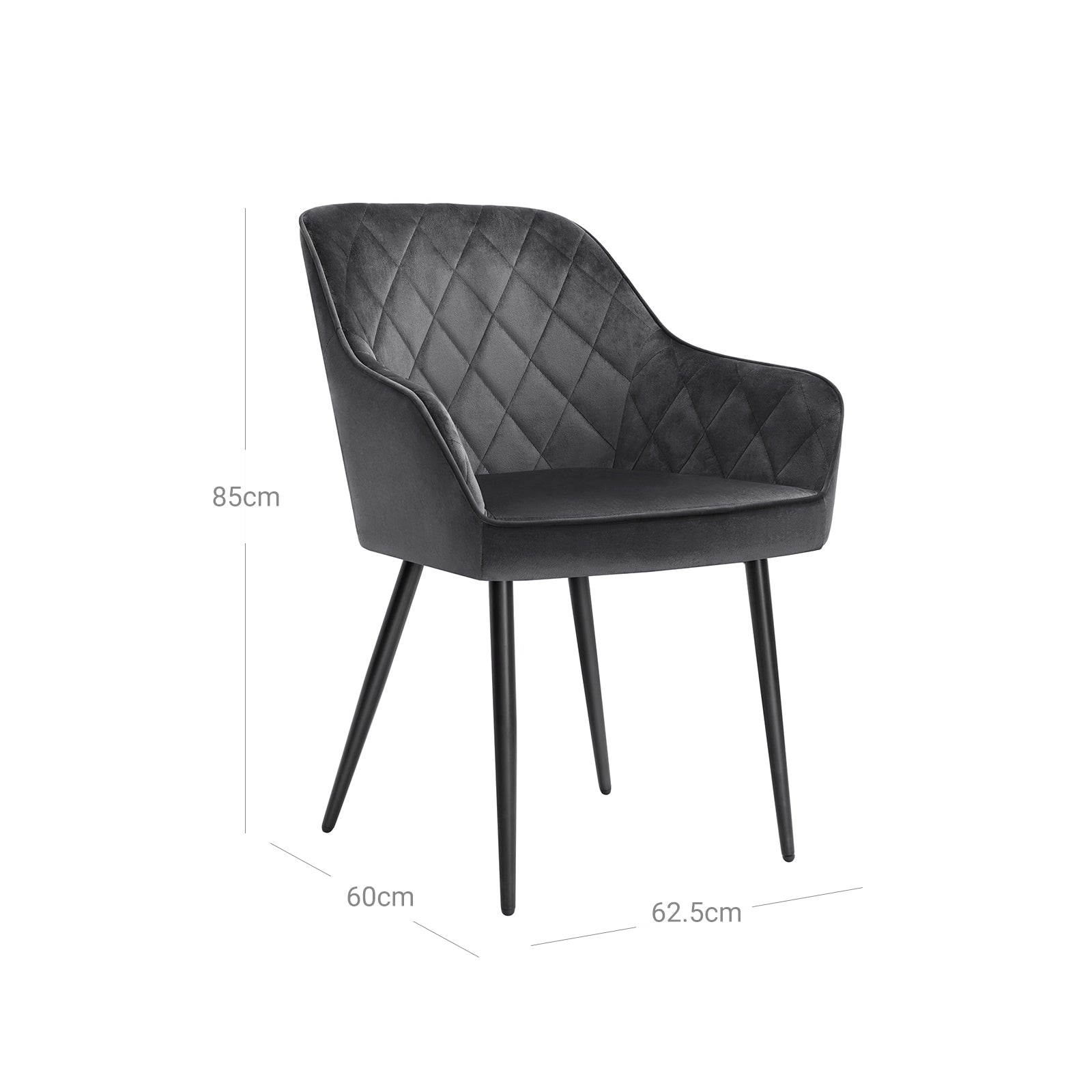 Set od 6 blagovaonskih stolica nosivosti 110 kg, 62,5 x 60 x 85 cm, sive-SONGMICS-Vita Home
