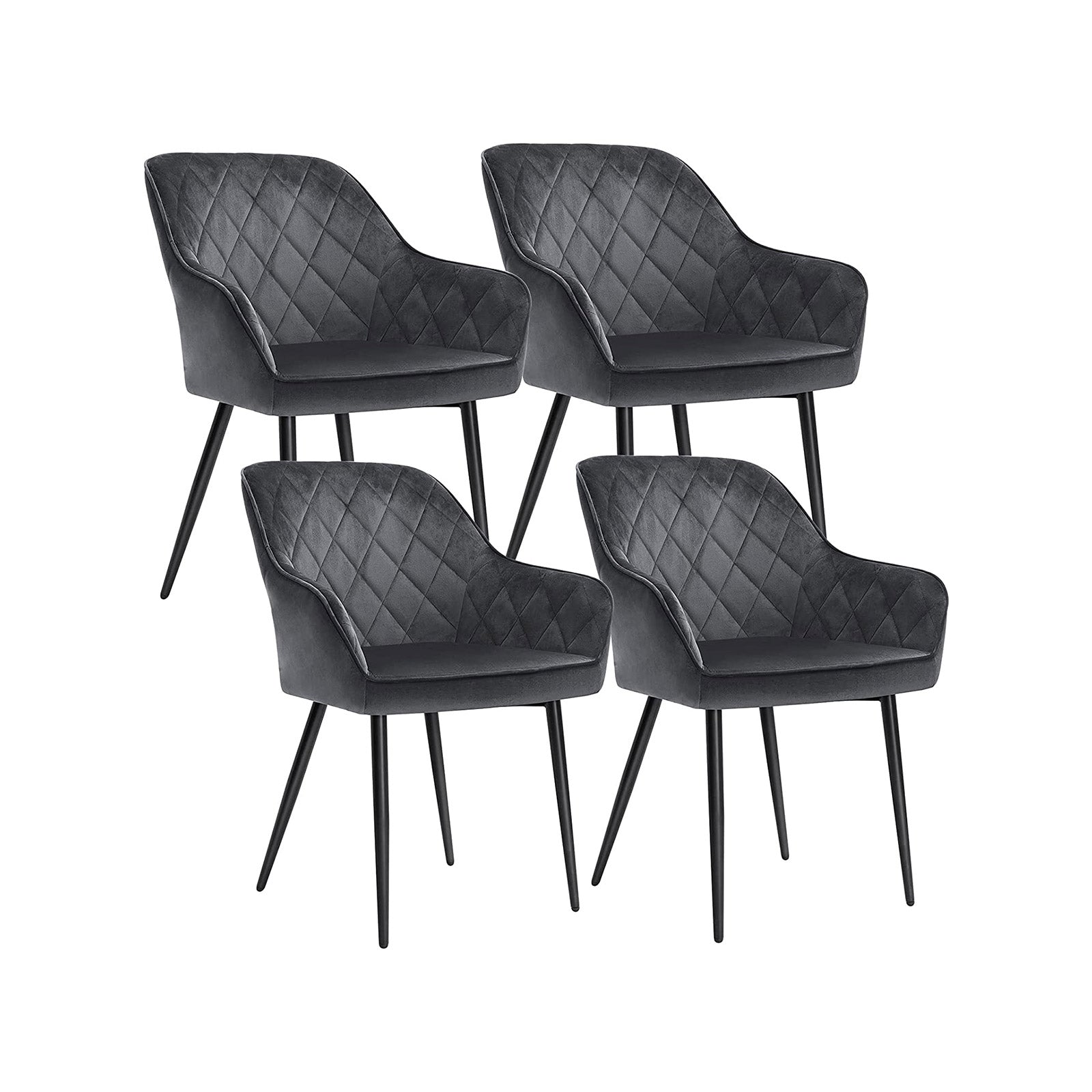 Set od 4 blagovaonske stolice nosivosti 110 kg, 62,5 x 60 x 85 cm, sive-SONGMICS-Vita Home