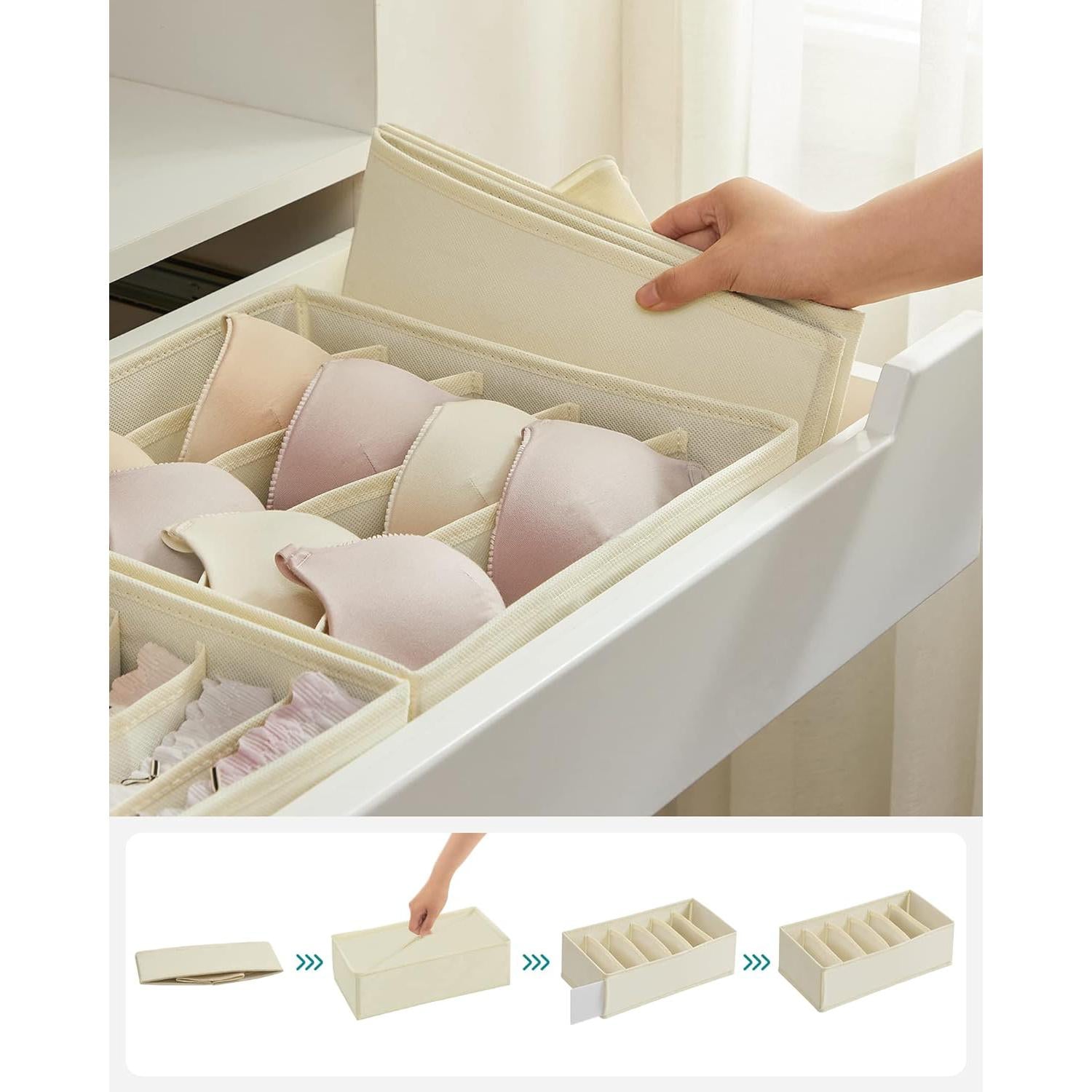 Set od 4 kutije za pohranu, organizatori ladica različitih dimenzija, bež boje | SONGMICS-vitahome.hr