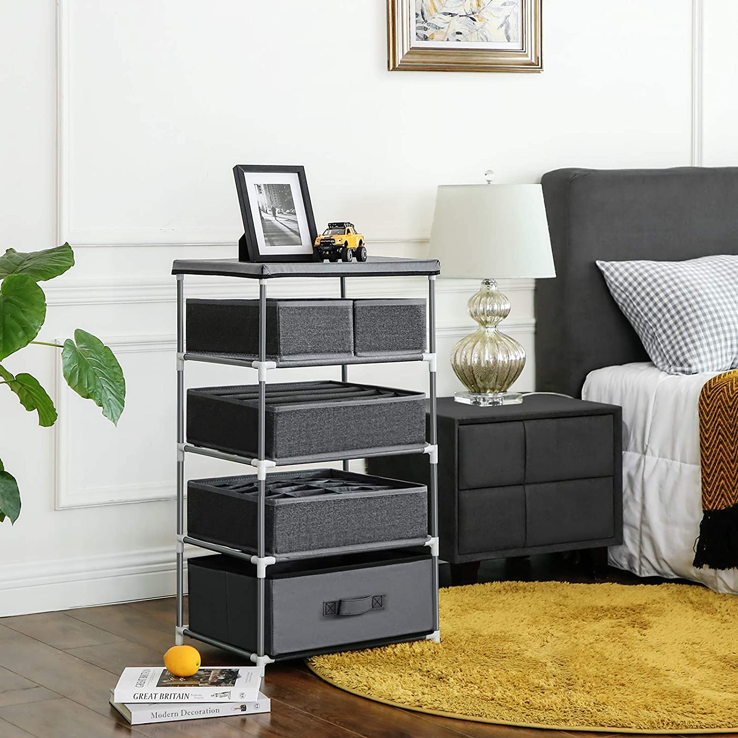 Set od 4 sklopiva organizatora ladica, različitih dimenzija, sive boje | SONGMICS-vitahome.hr