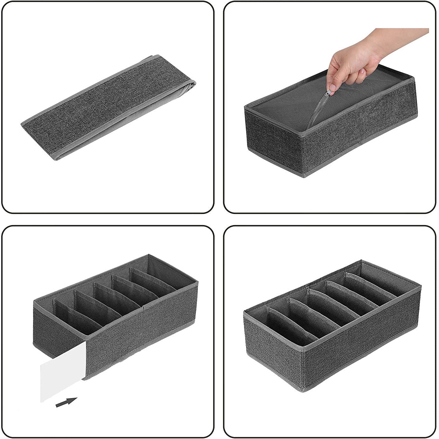 Set od 4 sklopiva organizatora ladica, različitih dimenzija, sive boje | SONGMICS-vitahome.hr