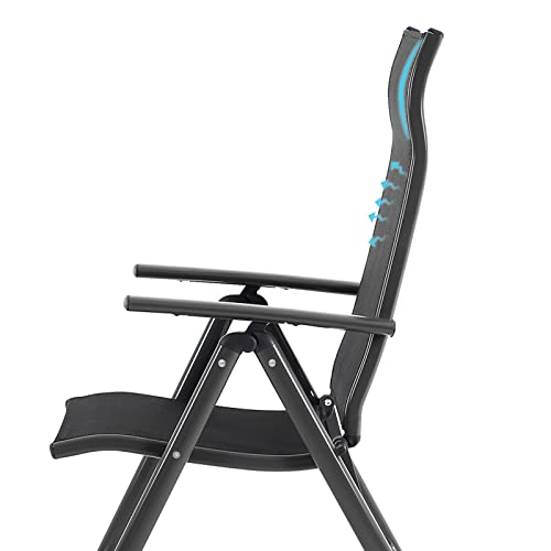 Set od 4 sklopive vrtne stolice, naslon za leđa s 8 podesivih razina, crne | SONGMICS-vitahome.hr