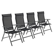 Set od 4 sklopive vrtne stolice, naslon za leđa s 8 podesivih razina, crne | SONGMICS-vitahome.hr