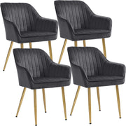 Set od 4 tapecirane blagovaonske stolice, 62,5 x 85 x 60 cm, sivo-zlatna-SONGMICS-Vita Home