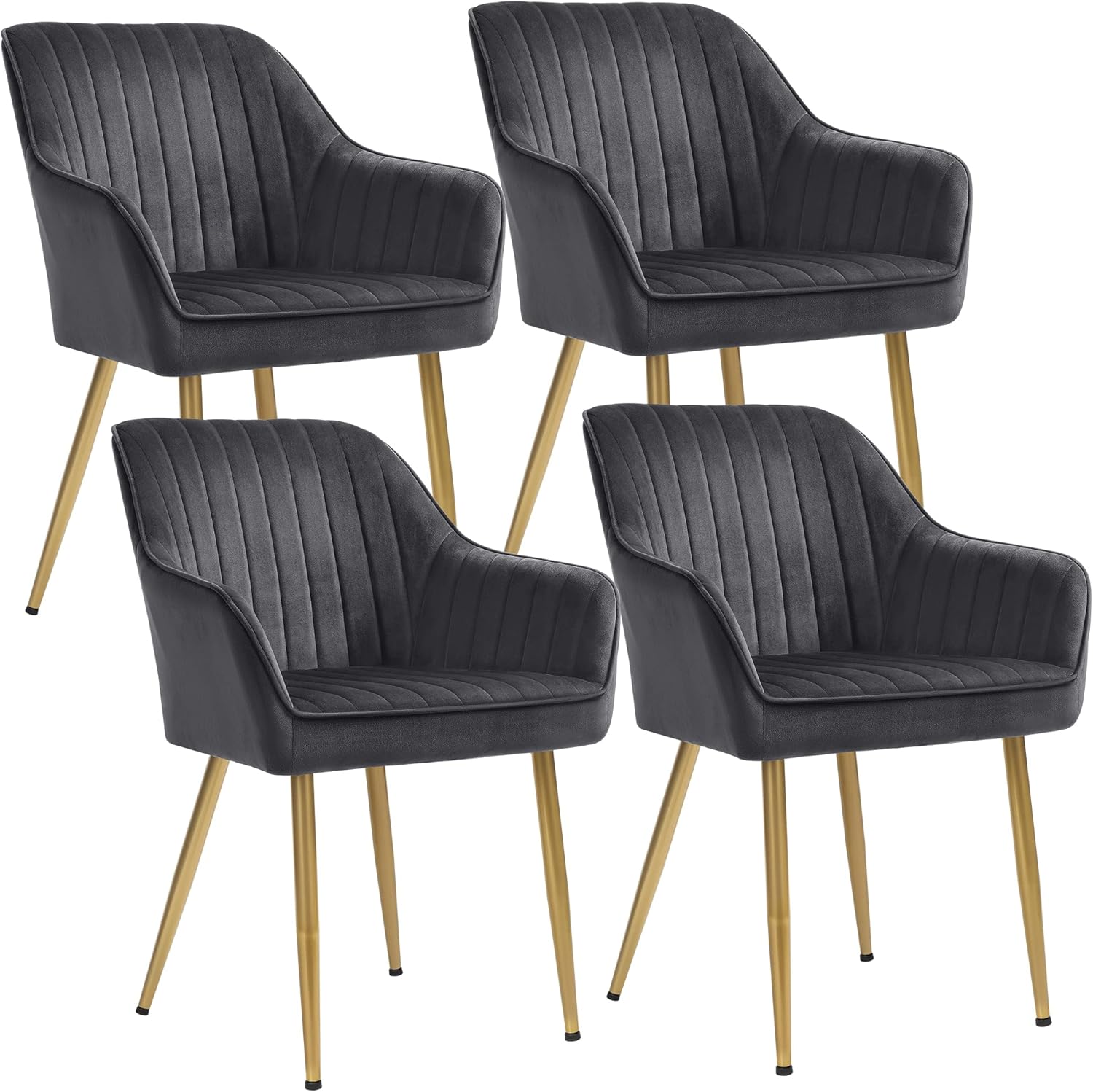 Set od 4 tapecirane blagovaonske stolice, 62,5 x 85 x 60 cm, sivo-zlatna-SONGMICS-Vita Home