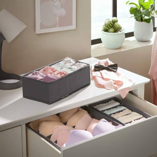 Set od 4 tekstilna, sklopiva organizatora za ladice, kutije za pohranu, sive | SONGMICS-vitahome.hr