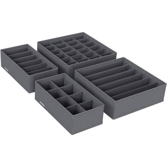 Set od 4 tekstilna, sklopiva organizatora za ladice, kutije za pohranu, sive | SONGMICS-vitahome.hr
