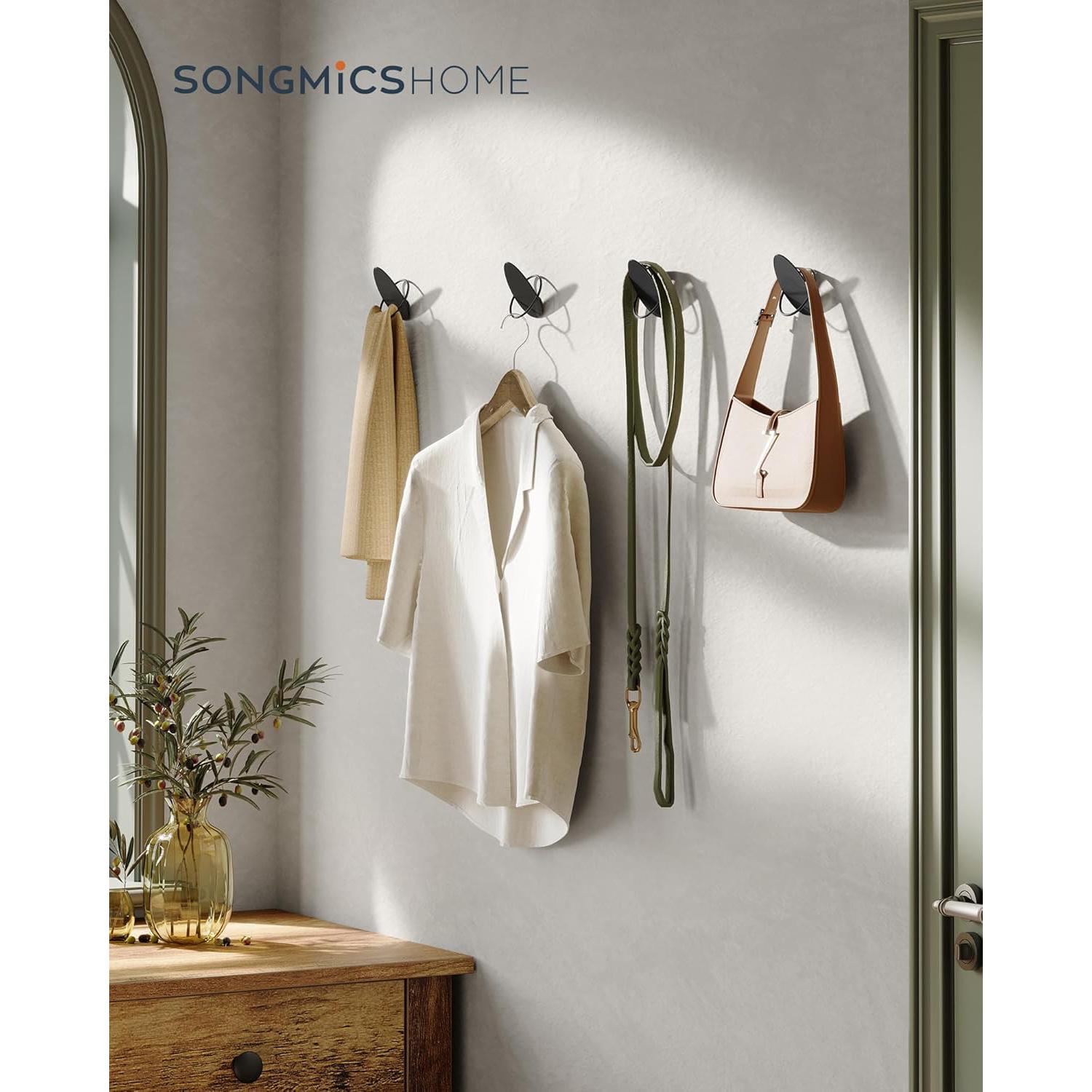 Set od 4 zidne kuke, vješalice, dimenzije 5.5 x 7.3 x 8.5 cm po proizvodu, crne | SONGMICS-vitahome.hr