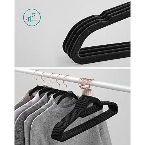 Set od 50 baršunastih, protukliznih vješalica za odjeću, crne, ružičasto zlato | SONGMICS-vitahome.hr