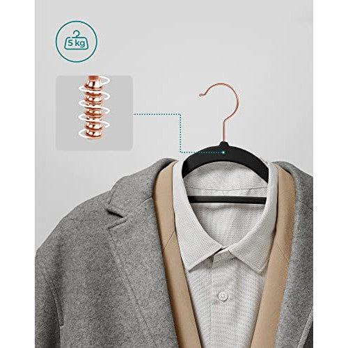 Set od 50 baršunastih, protukliznih vješalica za odjeću, crne, ružičasto zlato | SONGMICS-vitahome.hr