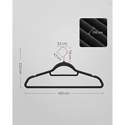 Set od 50 baršunastih, protukliznih vješalica za odjeću, crne, ružičasto zlato | SONGMICS-vitahome.hr