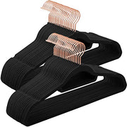 Set od 50 baršunastih, protukliznih vješalica za odjeću, crne, ružičasto zlato | SONGMICS-vitahome.hr