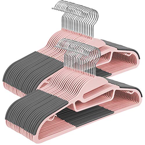 Set od 50 plastičnih vješalica za odjeću, 41.5 x 0.5 x 22.5 cm, ružičasto sive | SONGMICS-vitahome.hr