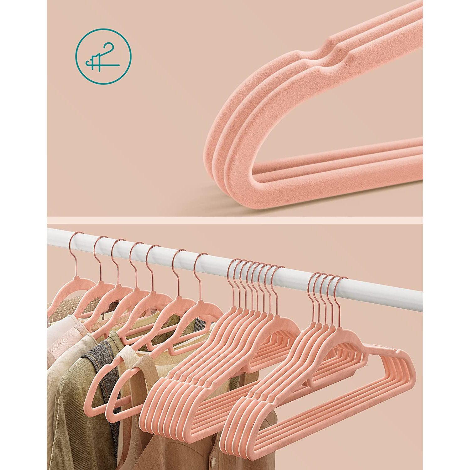 Set od 50 protukliznih, baršunastih vješalica, ružičaste boje | SONGMICS-vitahome.hr