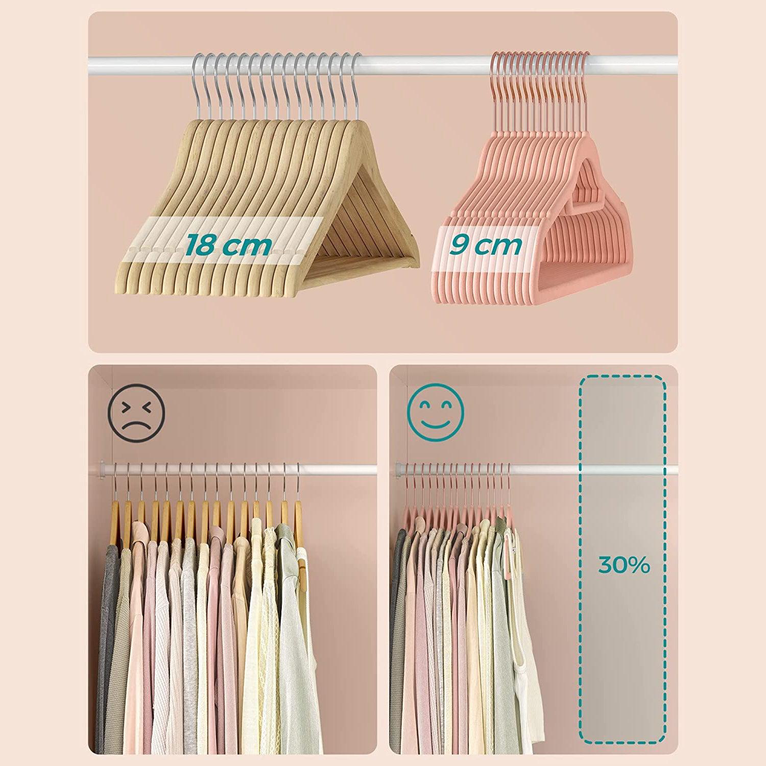 Set od 50 protukliznih, baršunastih vješalica, ružičaste boje | SONGMICS-vitahome.hr