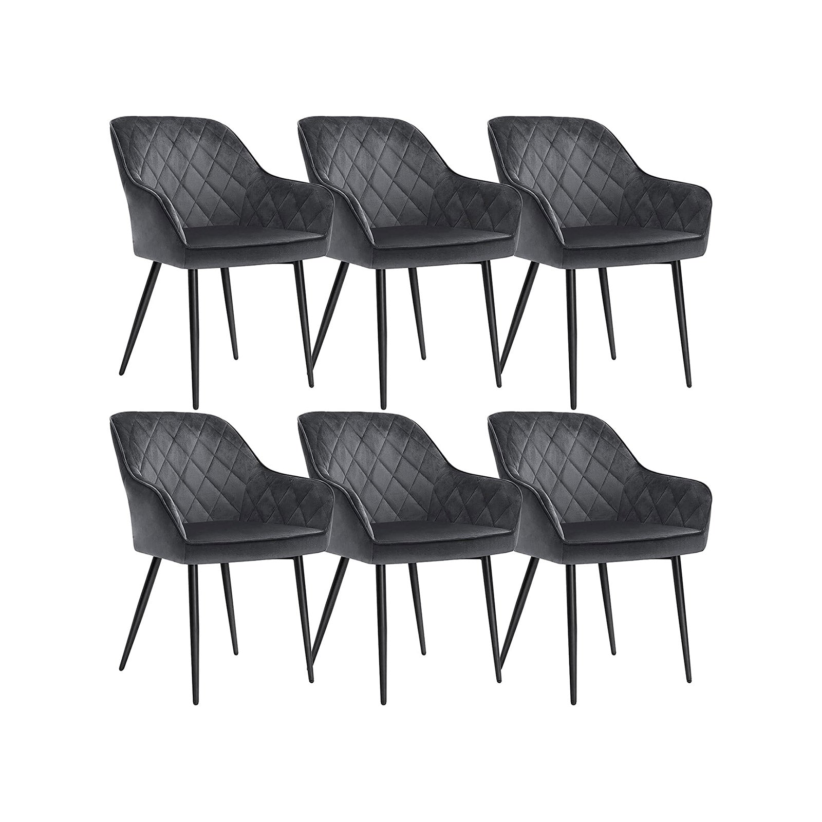 Set od 6 blagovaonskih stolica nosivosti 110 kg, 62,5 x 60 x 85 cm, sive-SONGMICS-Vita Home