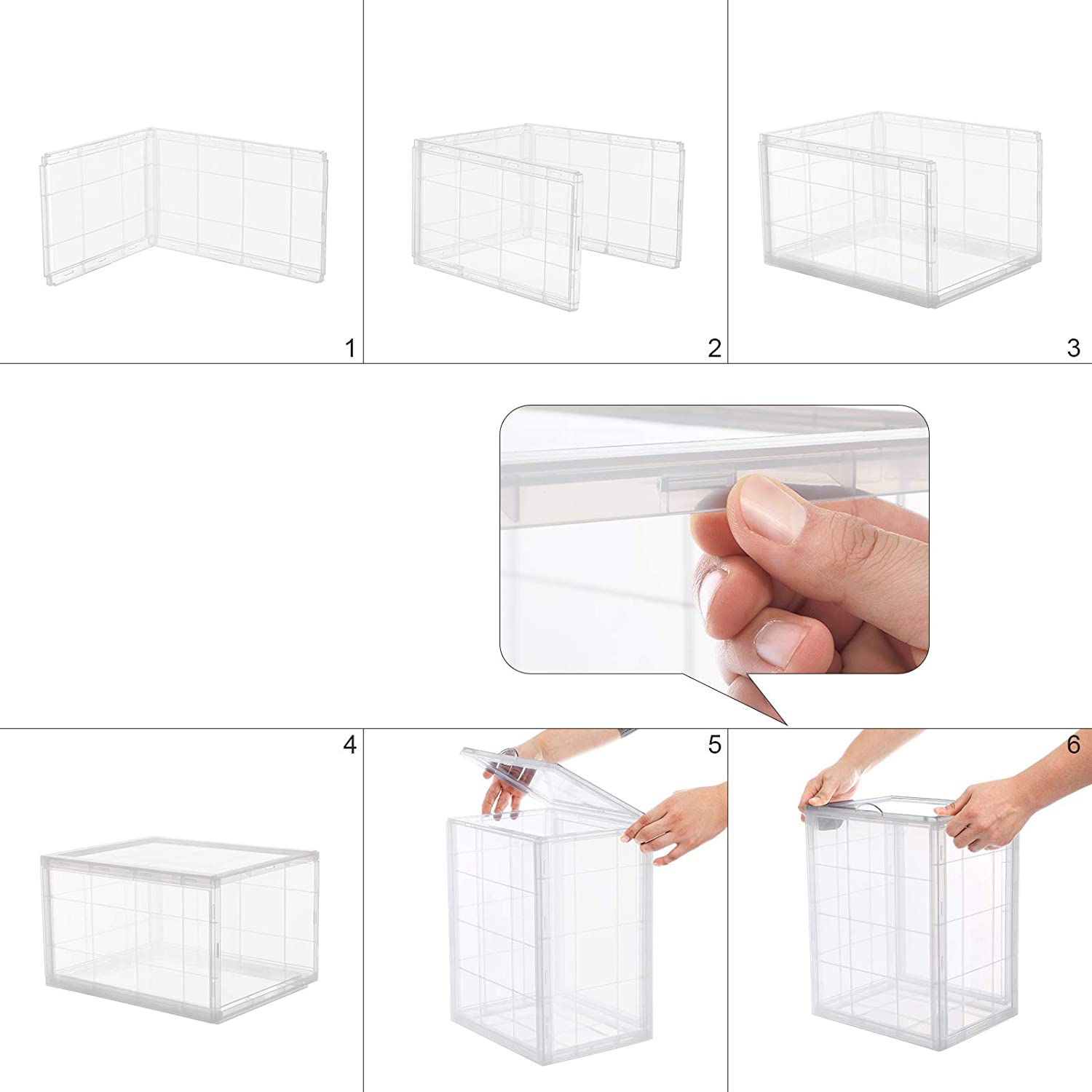 Set od 6 kutija za cipele, kutije za pohranu koje se mogu složiti, prozirno-bijele | SONGMICS-vitahome.hr