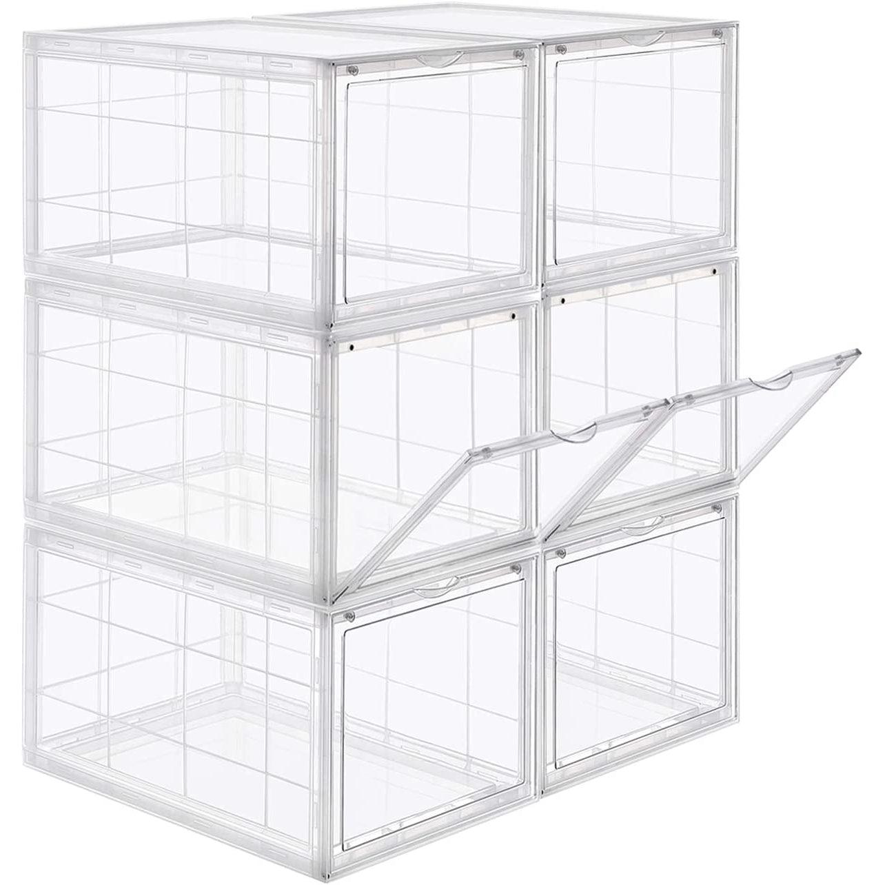 Set od 6 kutija za cipele, kutije za pohranu koje se mogu složiti, prozirno-bijele | SONGMICS-vitahome.hr