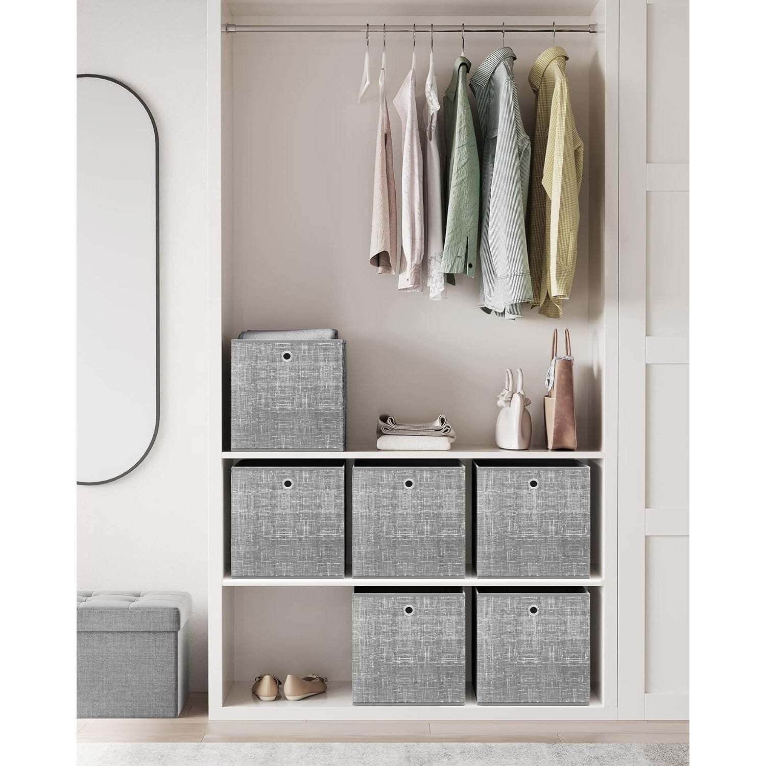 Set od 6 kutija za pohranu, 33x33x33 cm, sive boje | SONGMICS-vitahome.hr