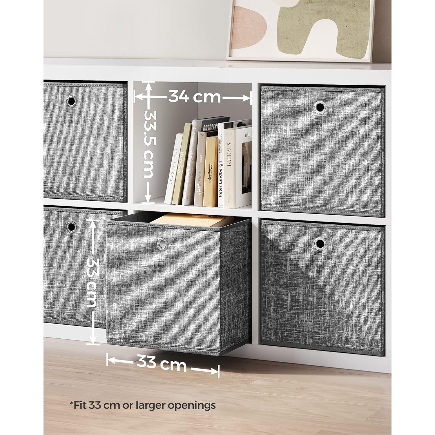 Set od 6 kutija za pohranu, 33x33x33 cm, sive boje | SONGMICS-vitahome.hr