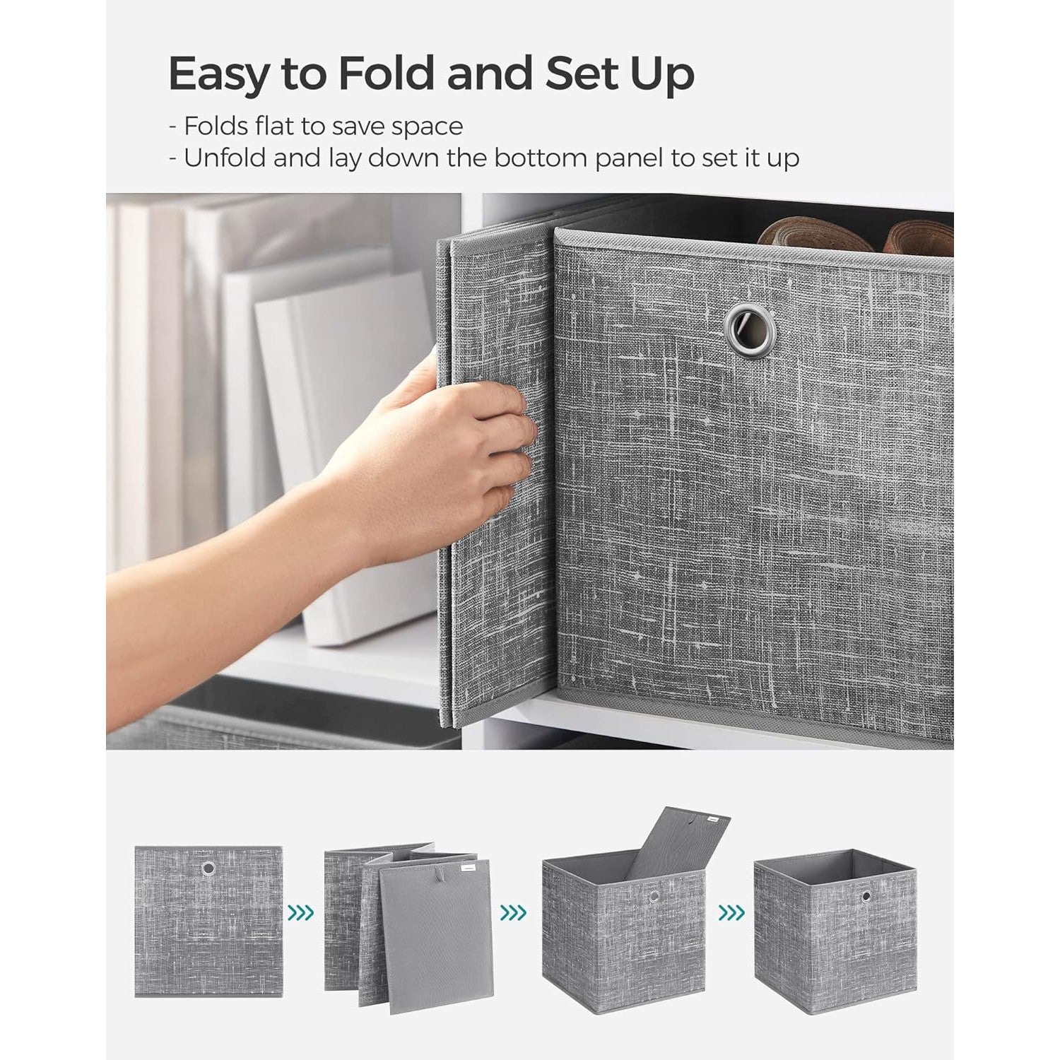 Set od 6 kutija za pohranu, 33x33x33 cm, sive boje | SONGMICS-vitahome.hr